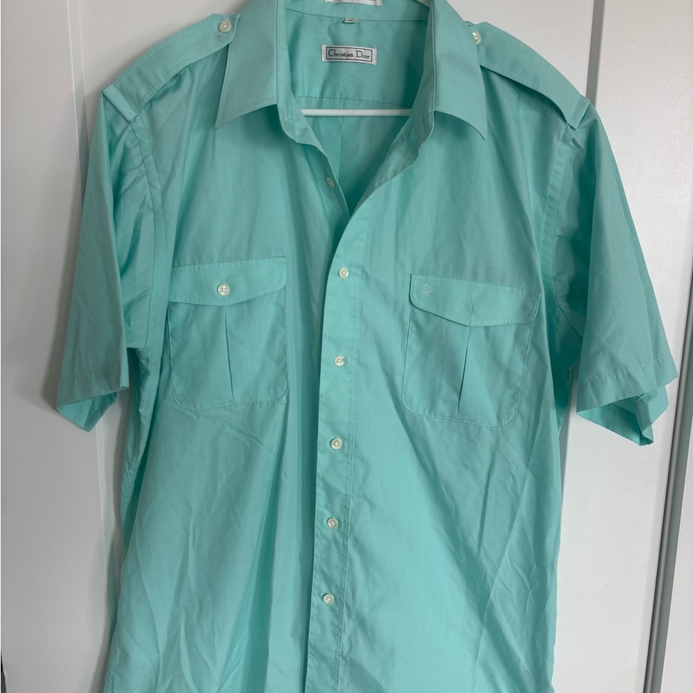 Christian Dior Men's Light Blue Button-Up Shirt